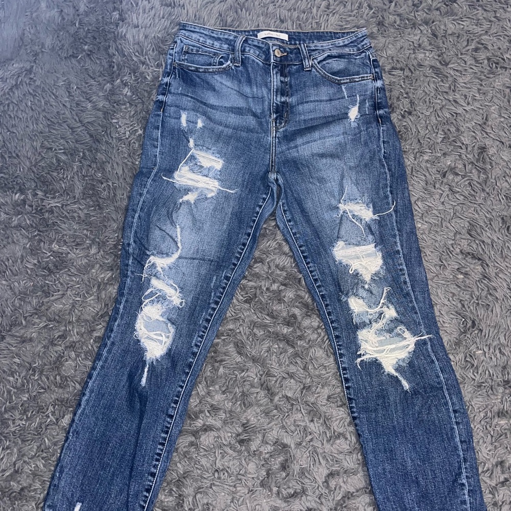 Distressed Blue Denim Jeans